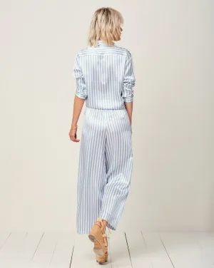 Alexandra Silk Pyjama in Candy Blue Stripes - Bottom