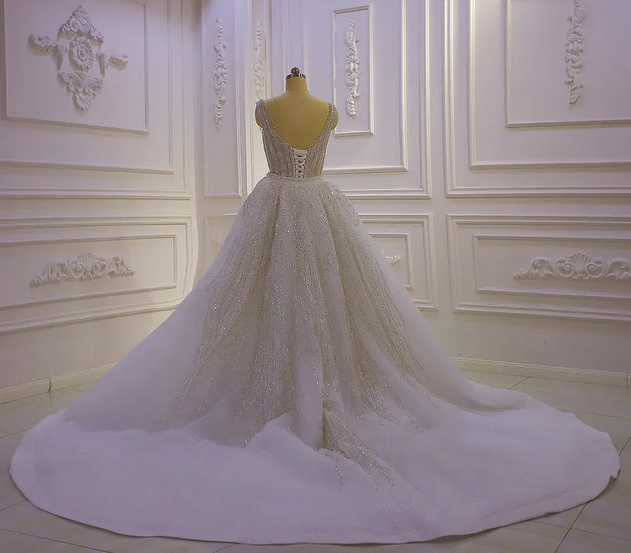 AM1178 High Neck 3D Flowers Mermaid Swarovski crystal Luxury Wedding Dress