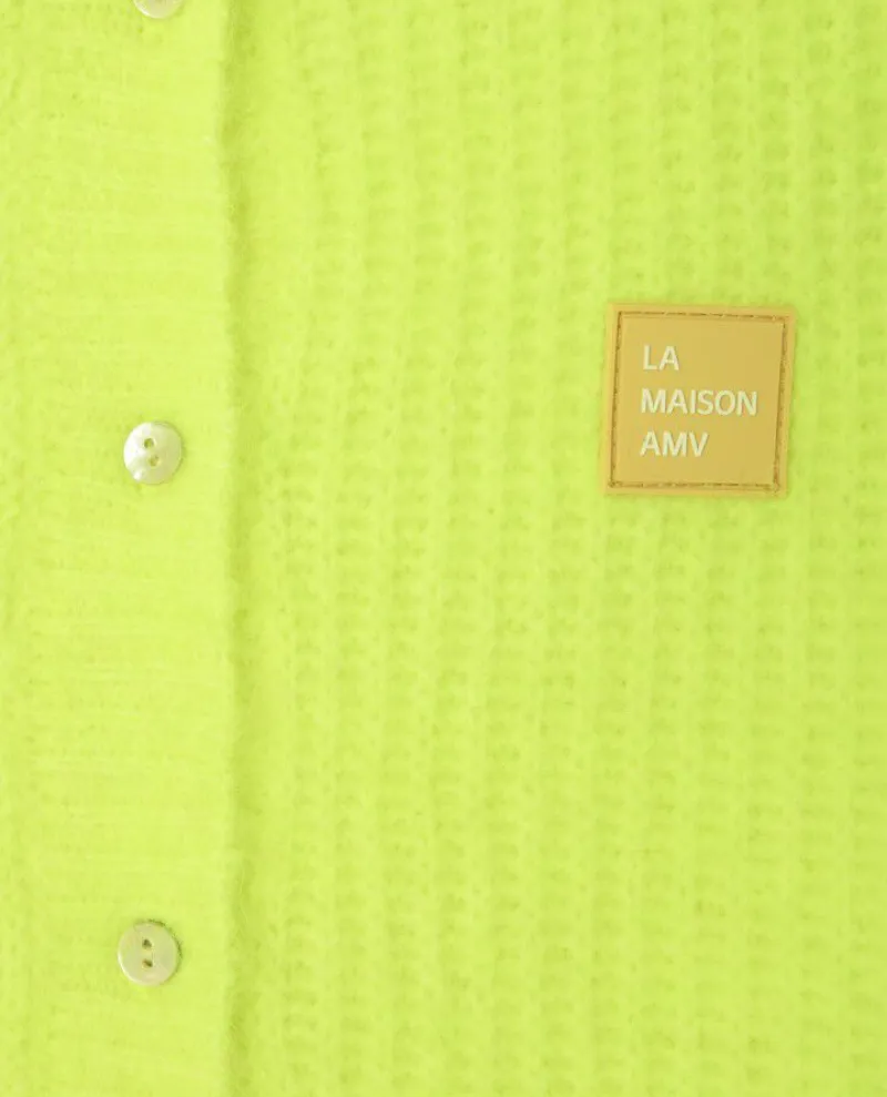 American Vintage East Fluro Yellow Sleeveless Cardigan