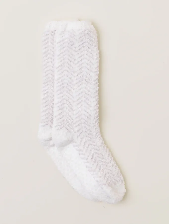 Barefoot Dreams Socks - Herringbone Cream/Stone