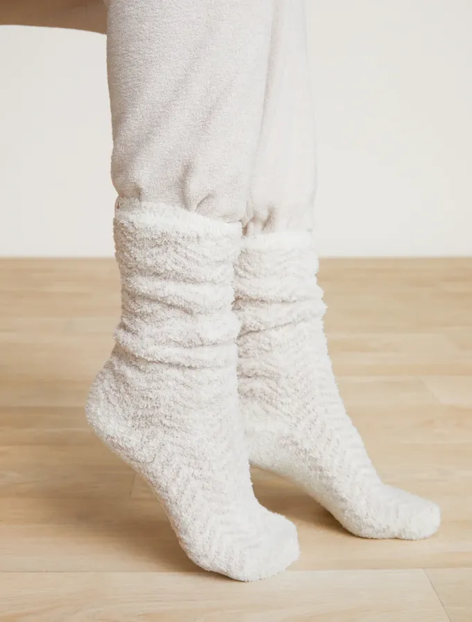Barefoot Dreams Socks - Herringbone Cream/Stone