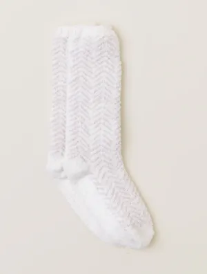 Barefoot Dreams Socks - Herringbone Cream/Stone