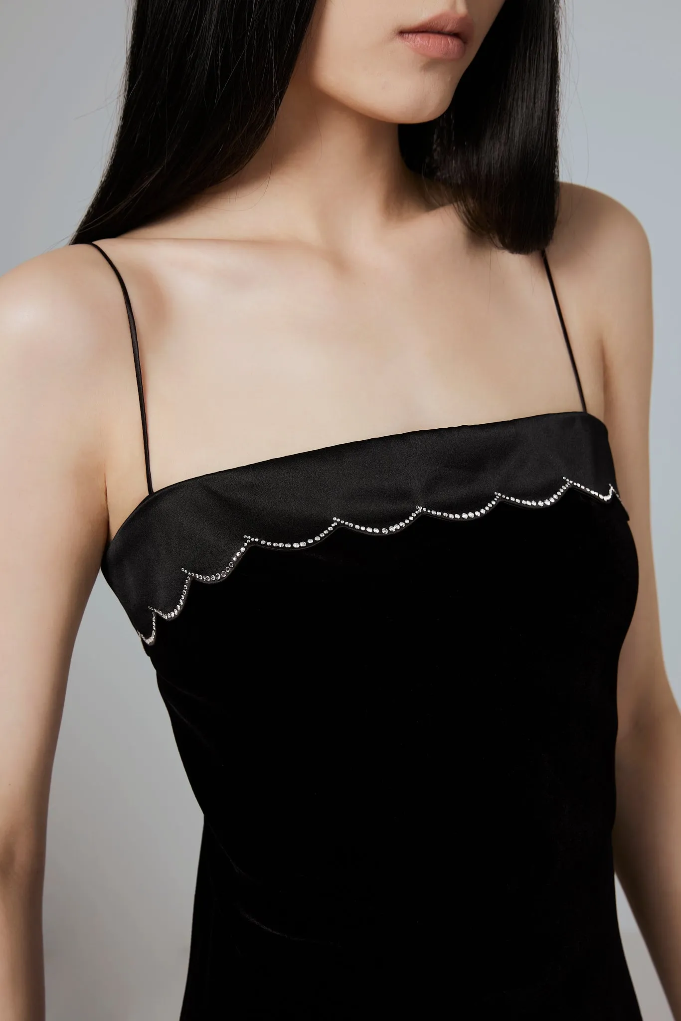 Black Velvet Silk Slip Mini Dress