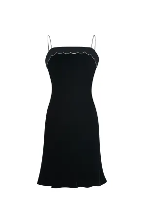 Black Velvet Silk Slip Mini Dress