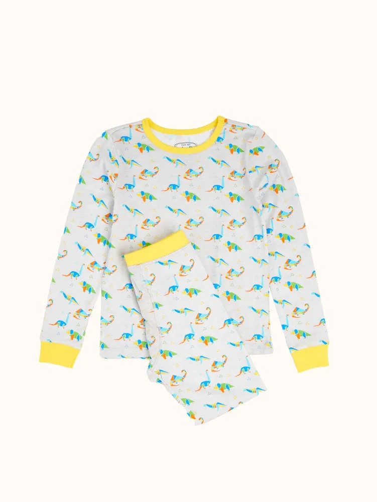 Boys' Geo Dino Long Sleeve Organic Cotton Pajama Set