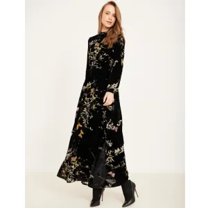 Butterfly Velvet Chiffon Maxi Dress