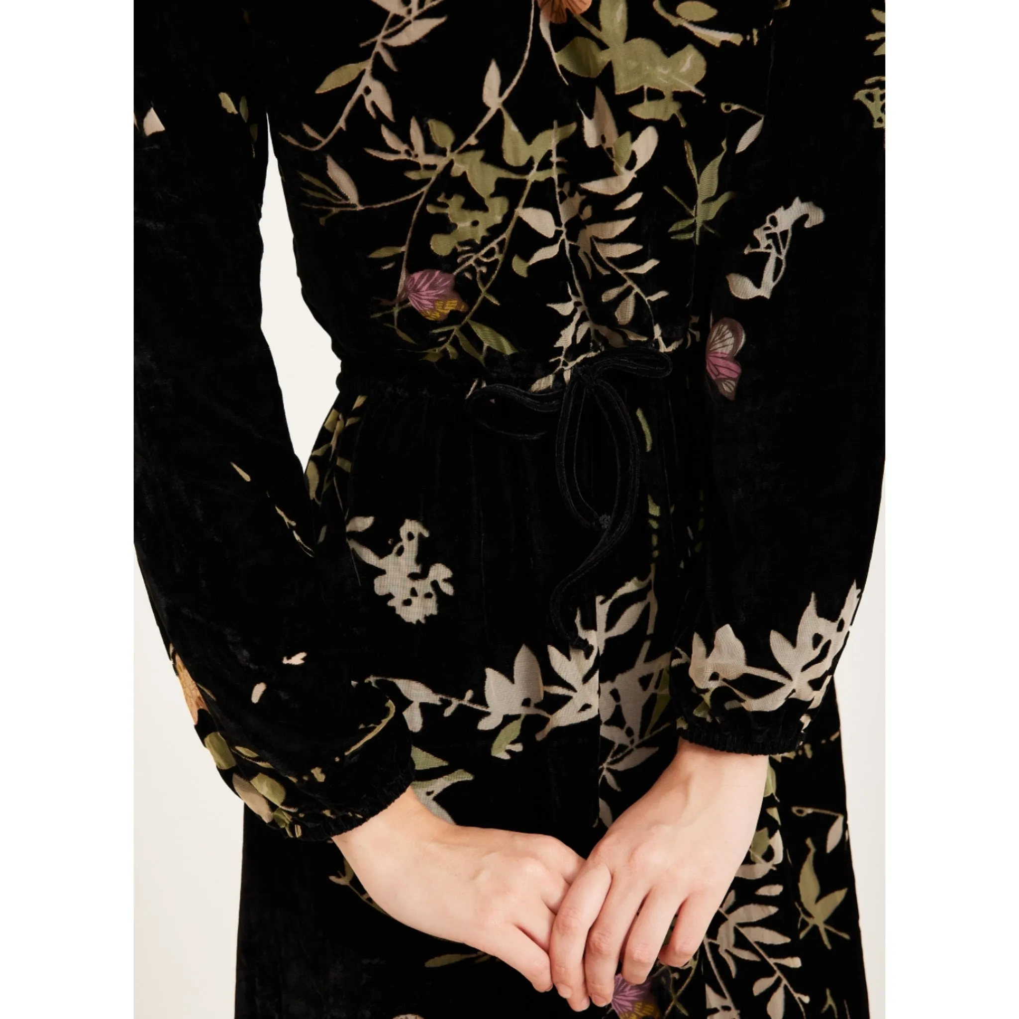 Butterfly Velvet Chiffon Maxi Dress