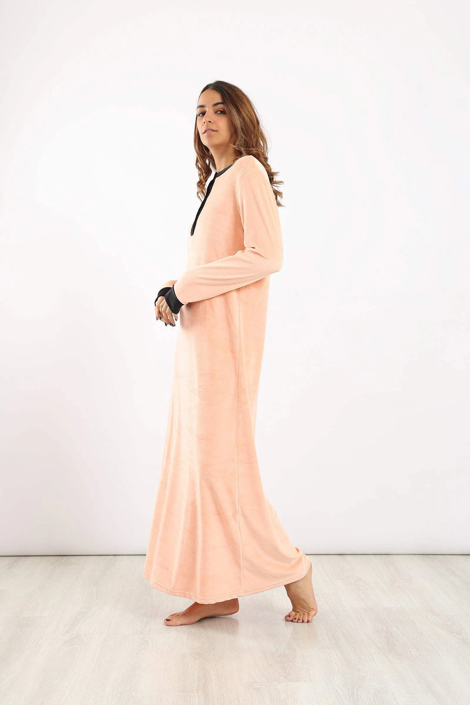 Button Closure Maxi Nightgown