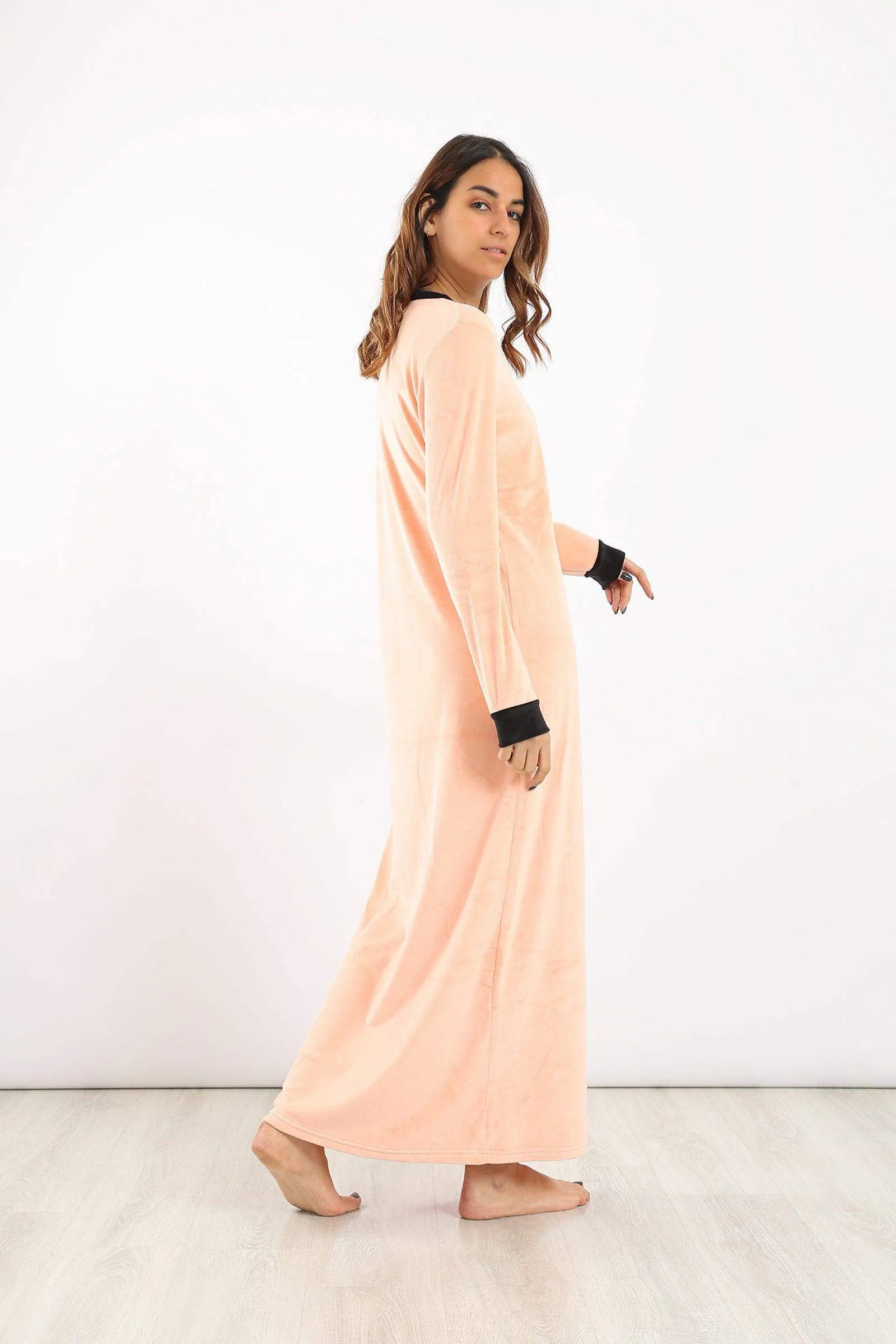 Button Closure Maxi Nightgown