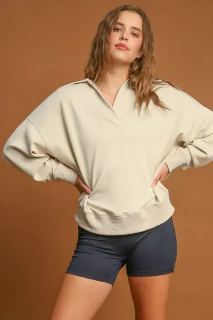 Collared Sweatshirt in Ecru