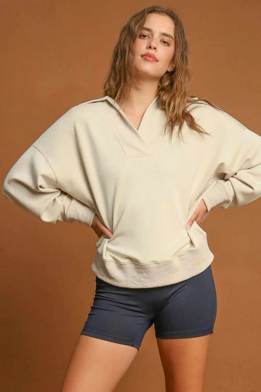 Collared Sweatshirt in Ecru
