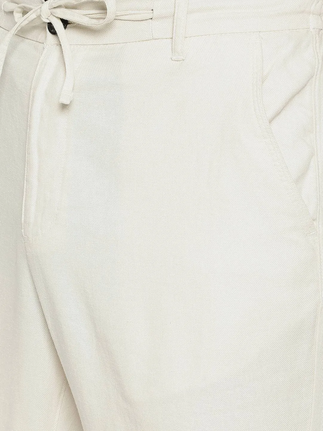 Cream Solid Slim Fit Track Pant | JadeBlue