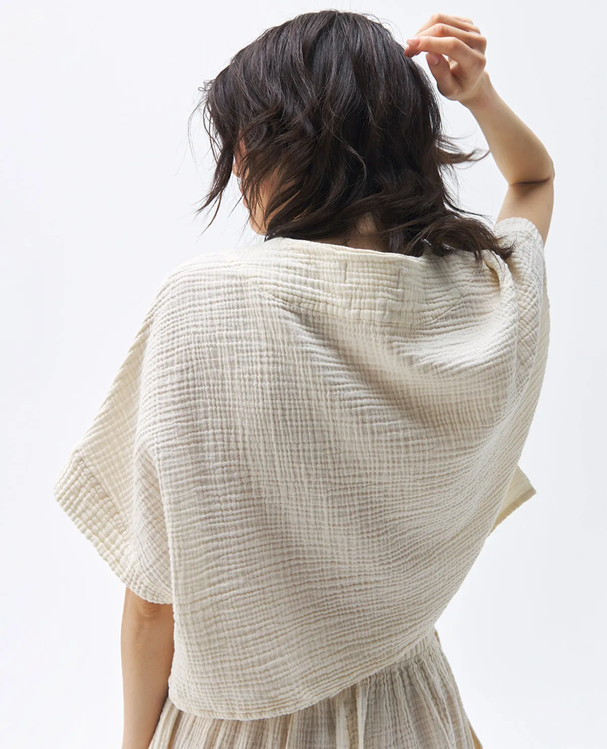Crinkle Crop Top Cream