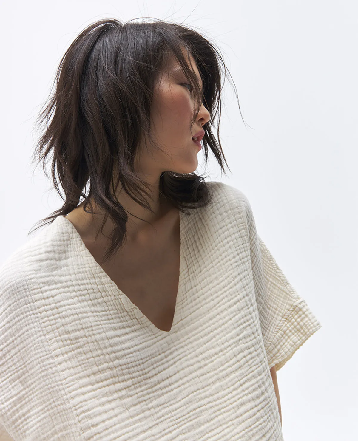 Crinkle Crop Top Cream