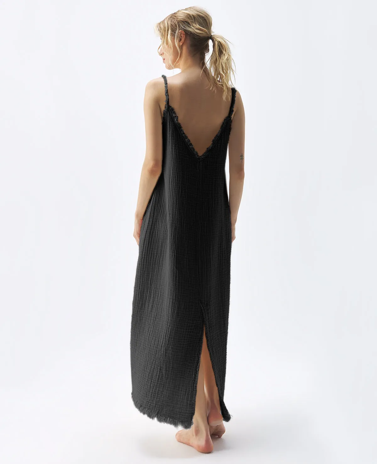 Crinkle Strappy Dress Black