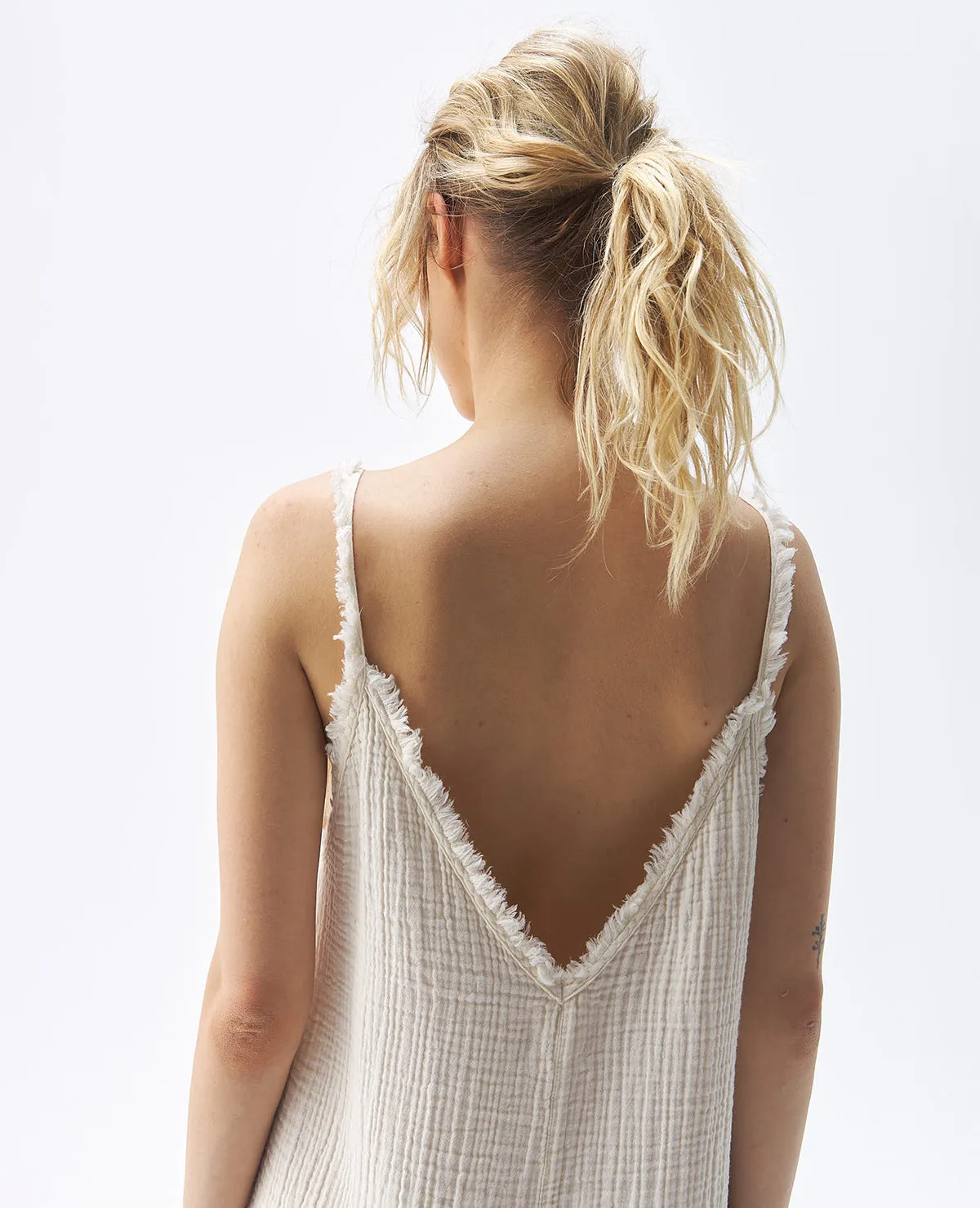Crinkle Strappy Dress Cream