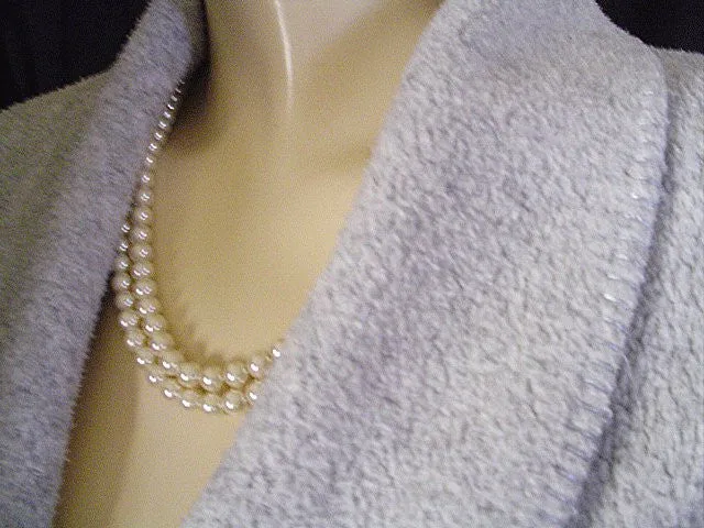 *DIAMOND TEA FROM SAKS FIFTH AVENUE PRE-OWNED WRAP-STYLE COTTON ROBE IN TAHITIAN PEARL - SIZE MEDIUM