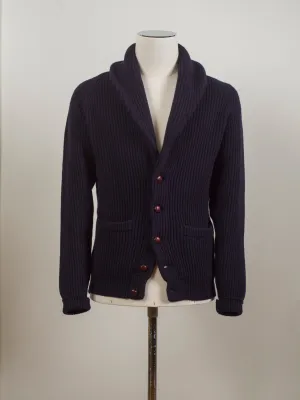 Drake's Lambswool Shawl Collar Cardigan / Navy