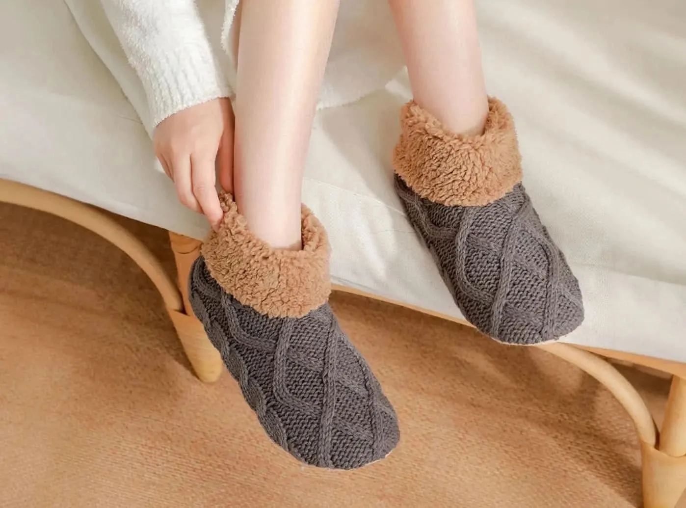 FitVille Women's Cozy Home Socks with Grip