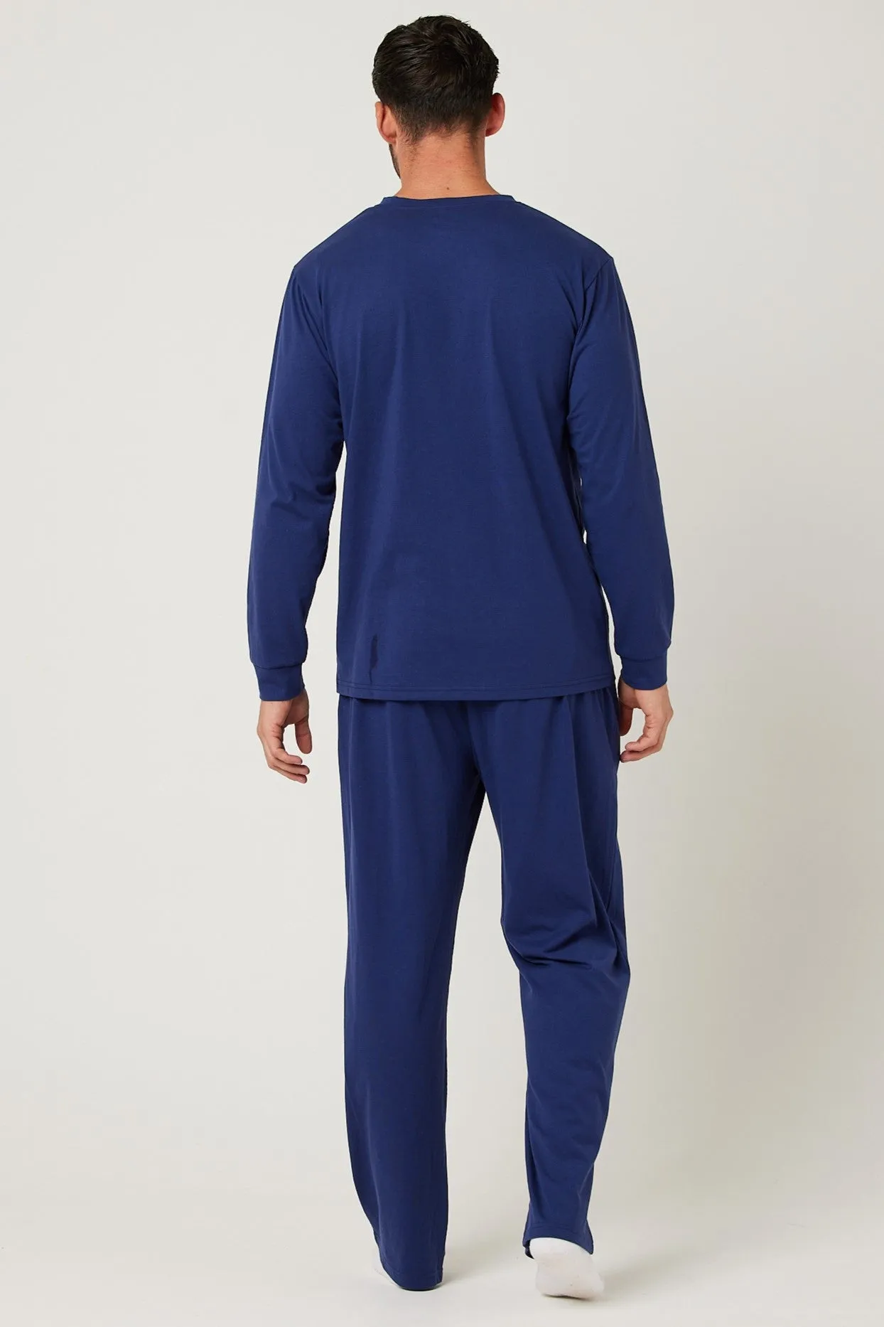 Fleece Dressing Gown & Cotton PJ Set Bundle - Black/Navy