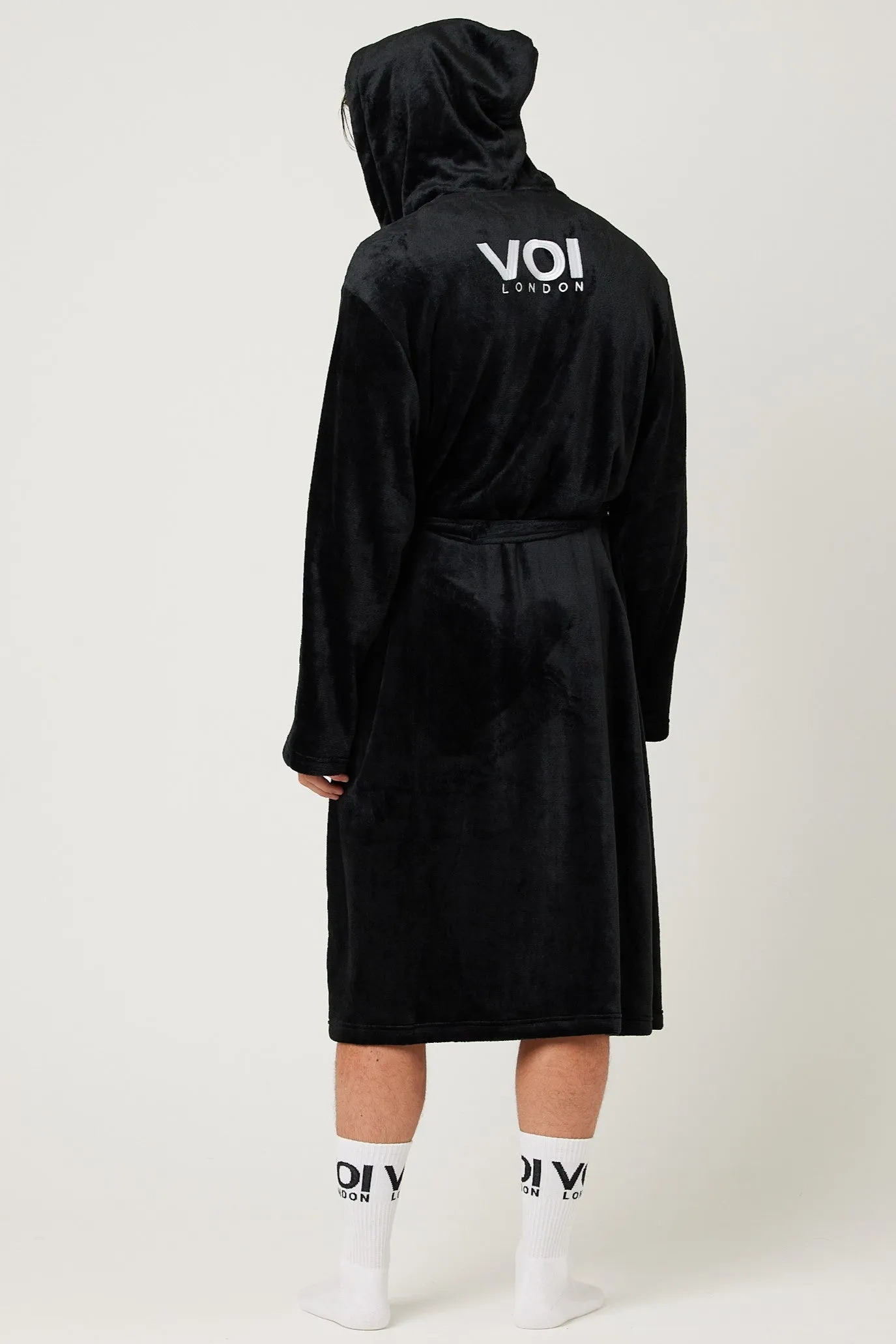 Fleece Dressing Gown & Cotton PJ Set Bundle - Black/Navy