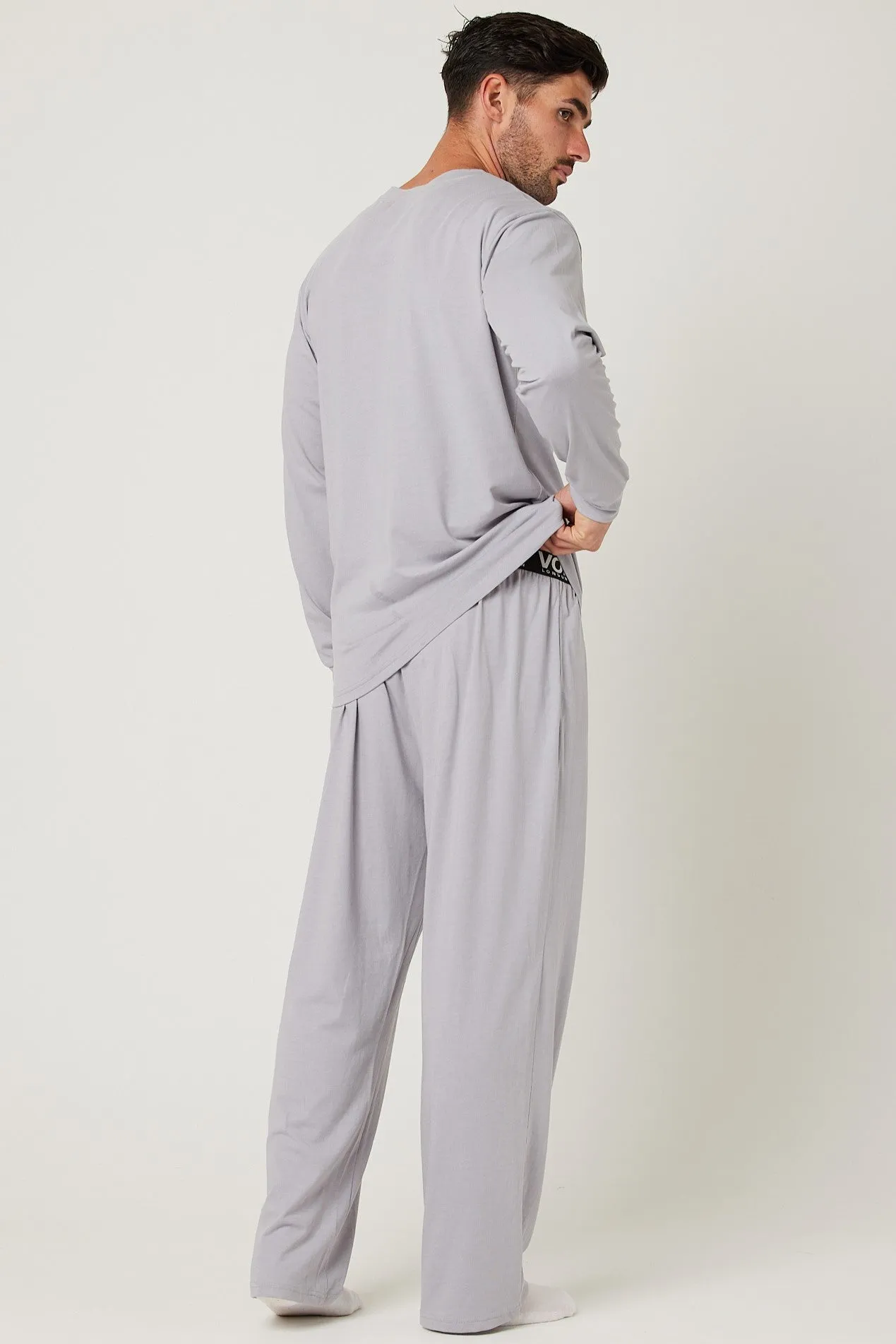 Fleece Dressing Gown & Cotton PJ Set Bundle - Grey/Grey