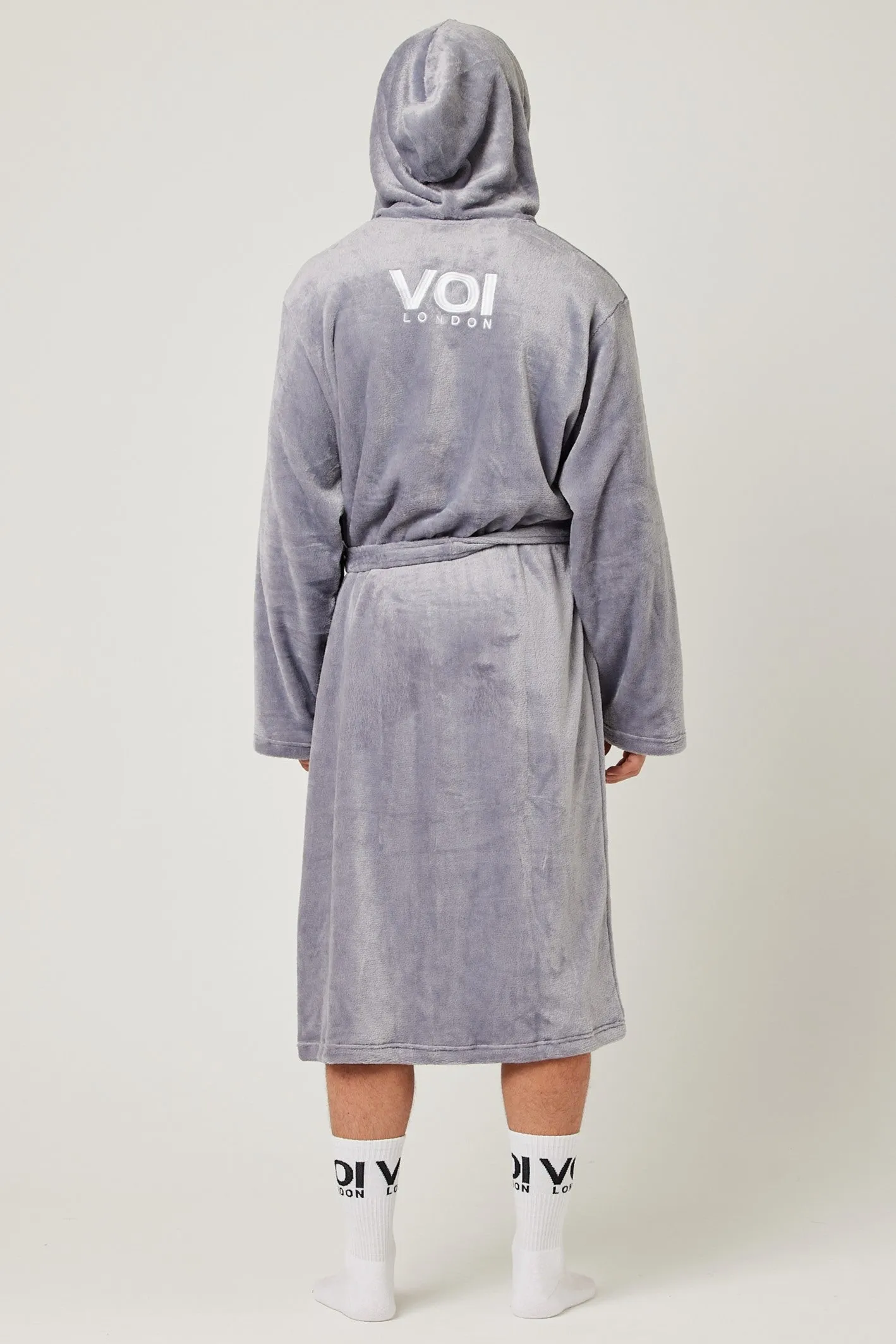 Fleece Dressing Gown & Cotton PJ Set Bundle - Grey/Grey