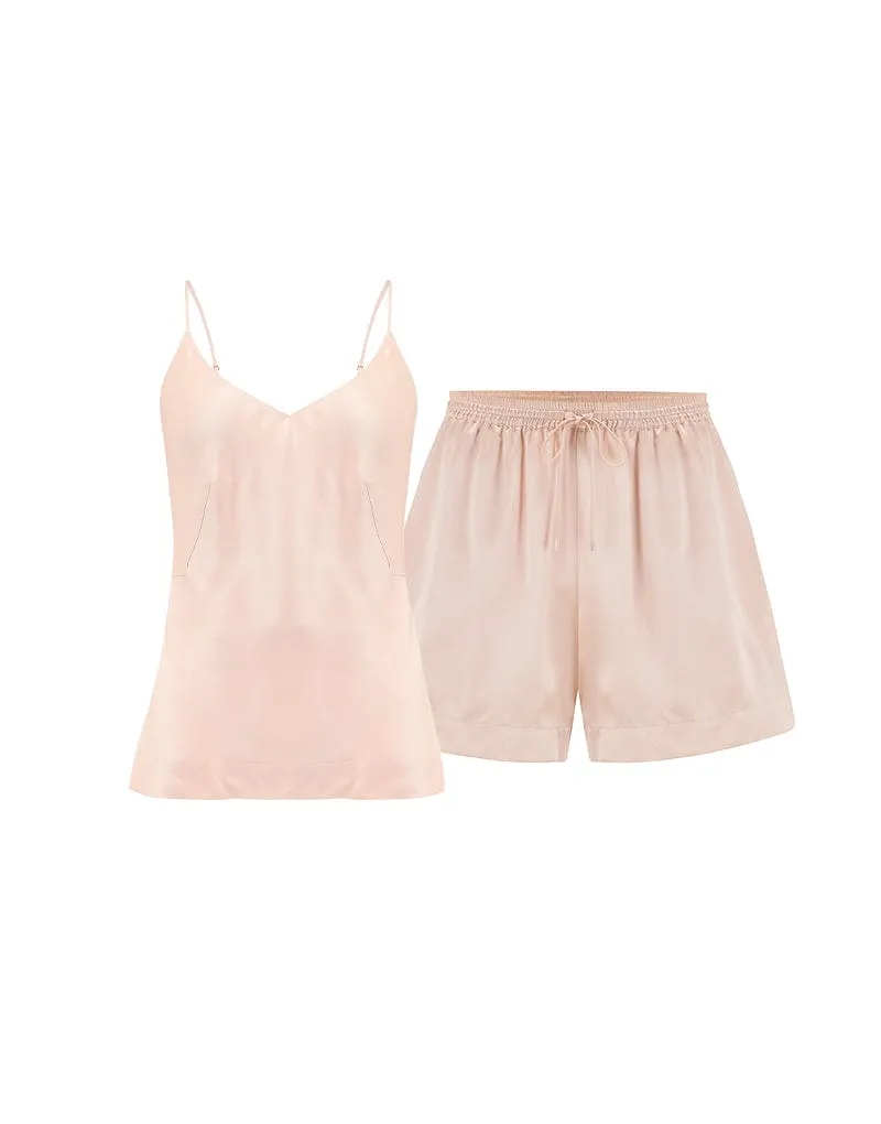 Fleur Du Jour Blush Silk Camisole & Shorts