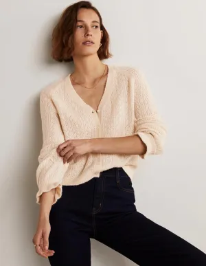 Fluffy Pointelle Cardigan-Rope