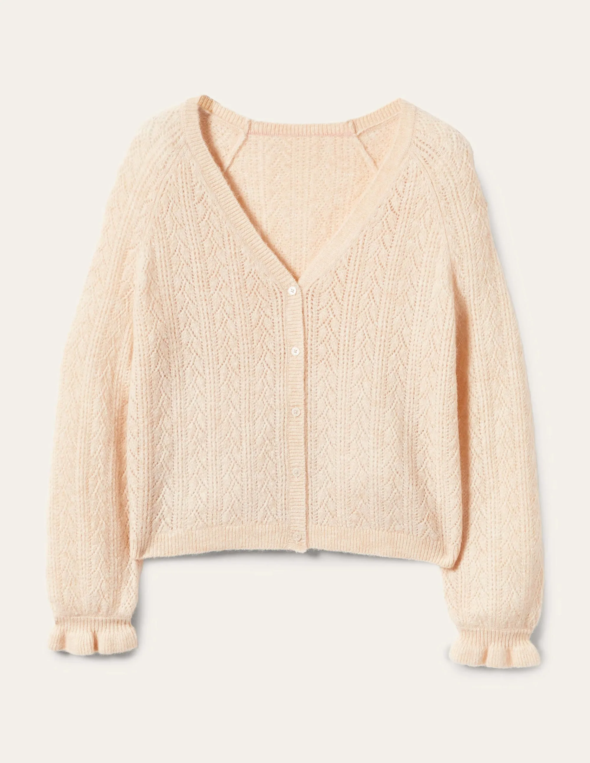 Fluffy Pointelle Cardigan-Rope