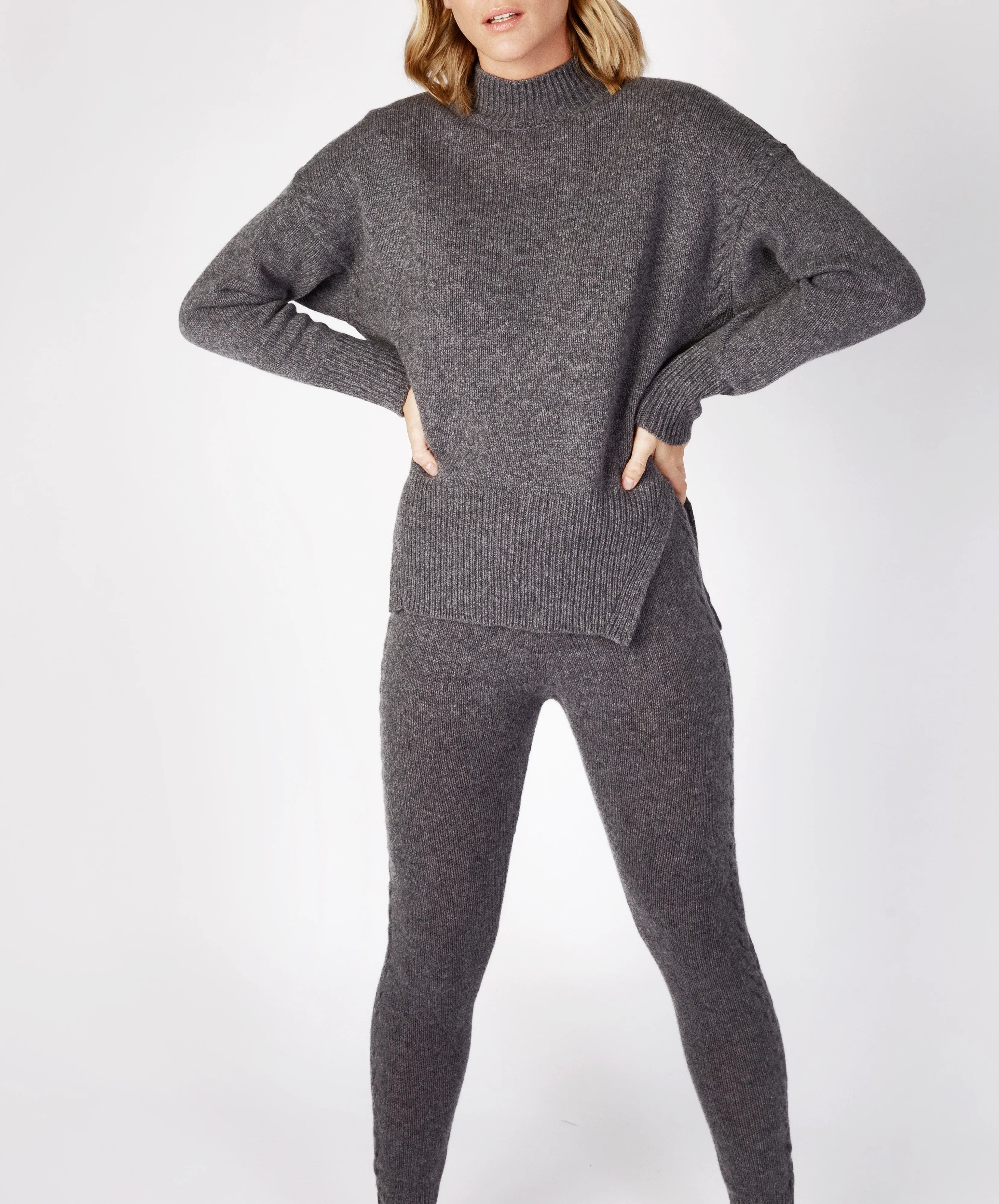 Funnel Neck Jersey Sweater Smoke