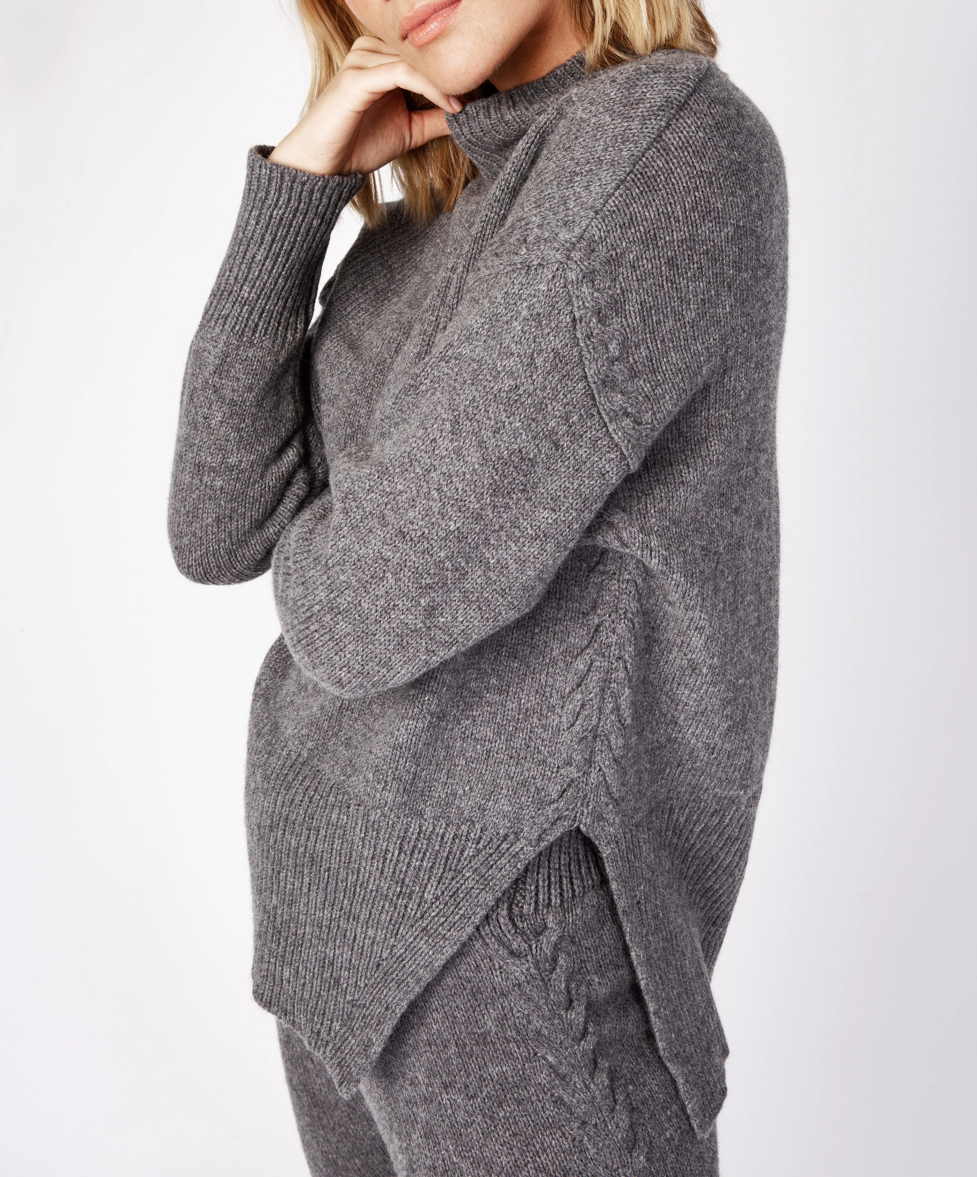 Funnel Neck Jersey Sweater Smoke
