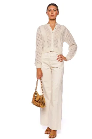 Haley Ivory Wool Open Knit Cardigan