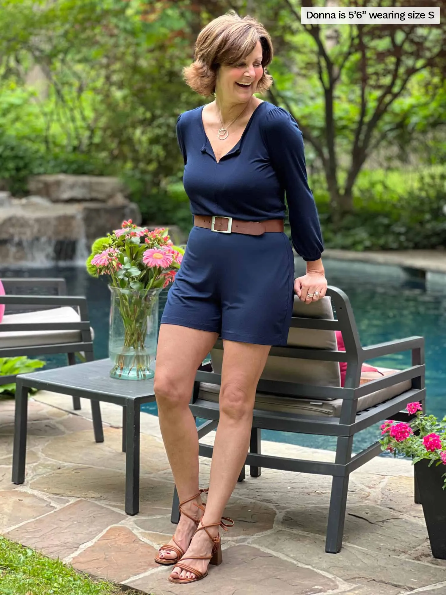 Janice 3/4 sleeve short romper - FINAL SALE