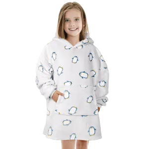 Kids Oversized Hooded Penguin Blanket Hoodie Ultra Soft Sherpa Flannel for Ages 8-15 Warm and Cozy by Daisy Dreamer