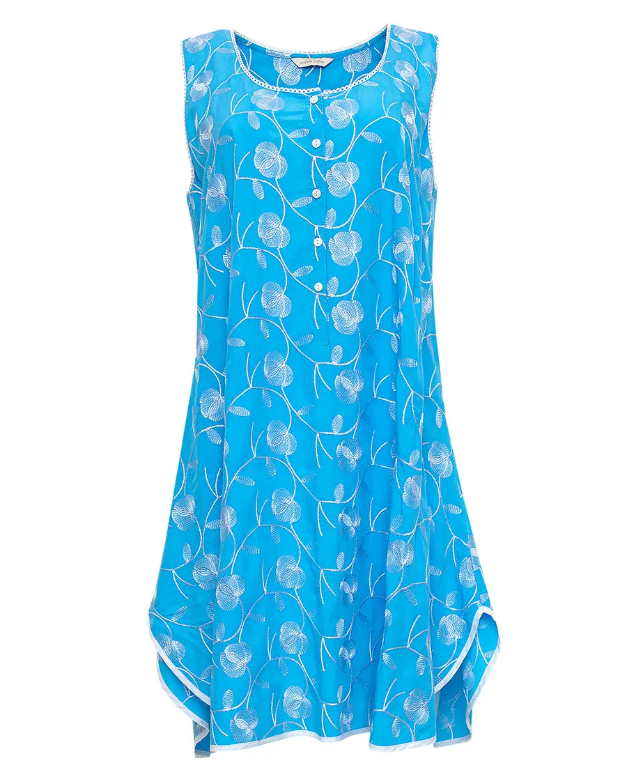 Leona Lace Trim Embroidered Swing Nightdress