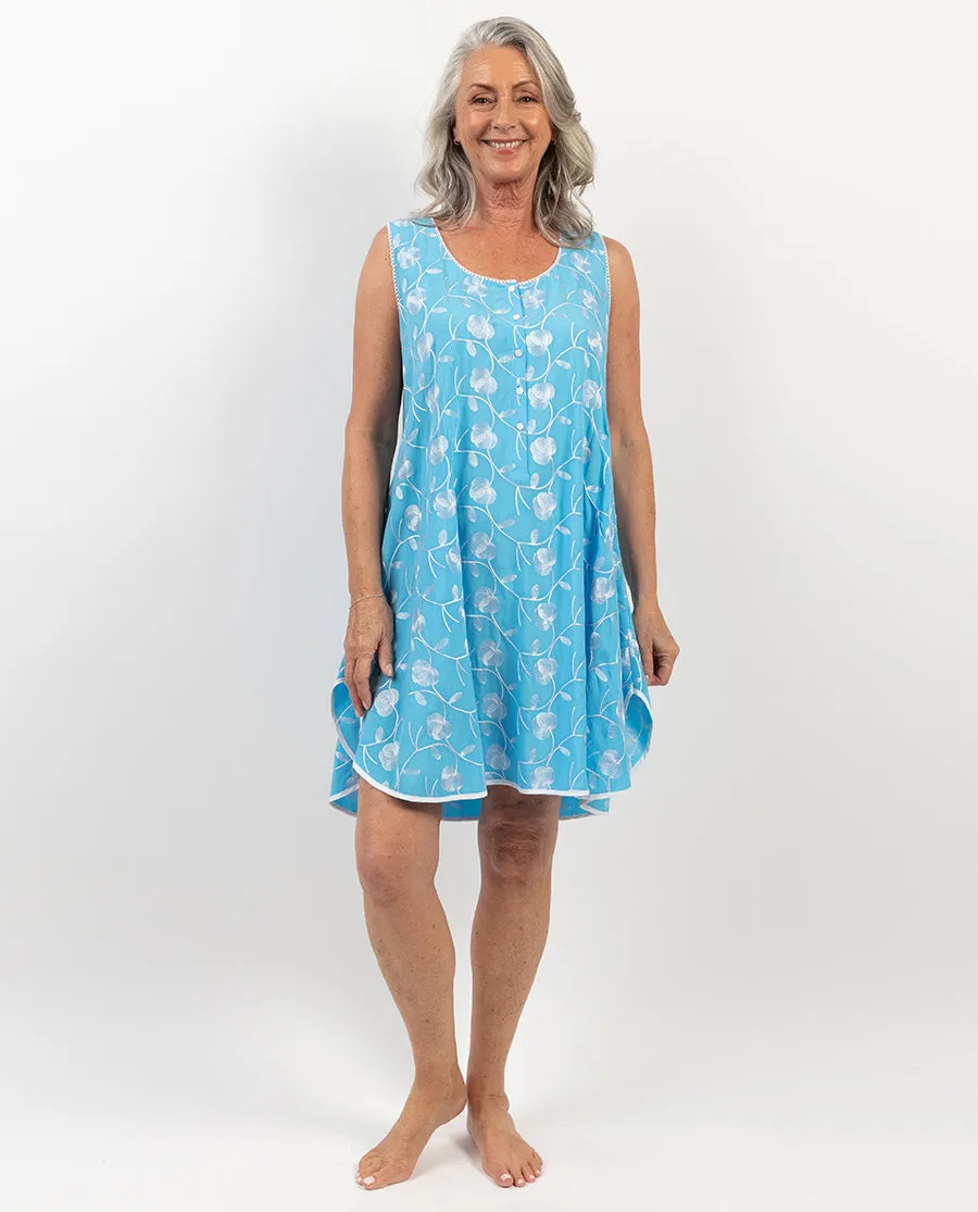 Leona Lace Trim Embroidered Swing Nightdress