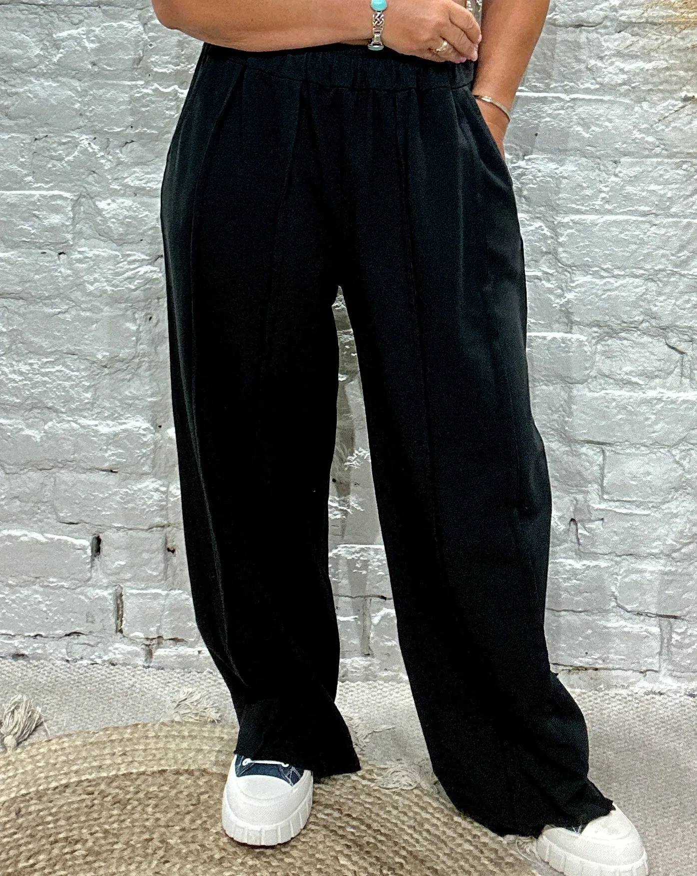 Made In Italy Seamed Double Seamed Wide leg Trouser Lounge Pant With Pockets