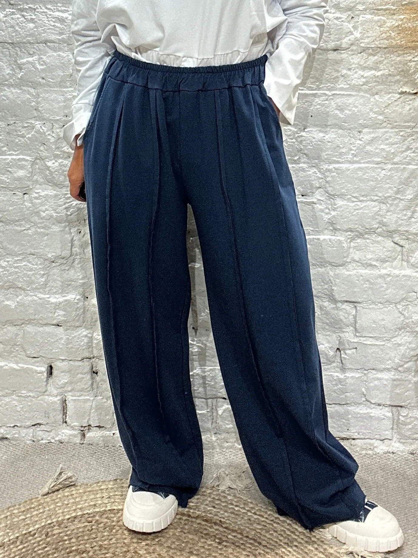 Made In Italy Seamed Double Seamed Wide leg Trouser Lounge Pant With Pockets