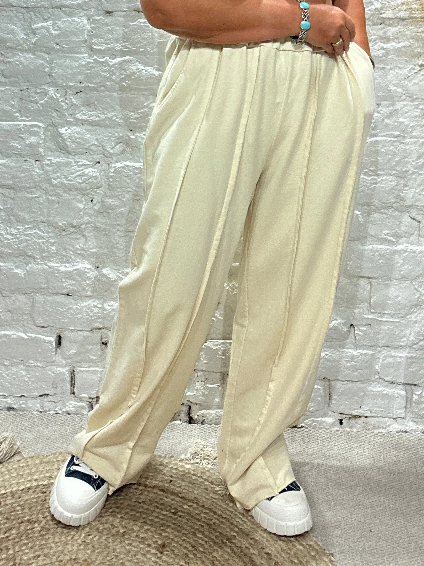 Made In Italy Seamed Double Seamed Wide leg Trouser Lounge Pant With Pockets