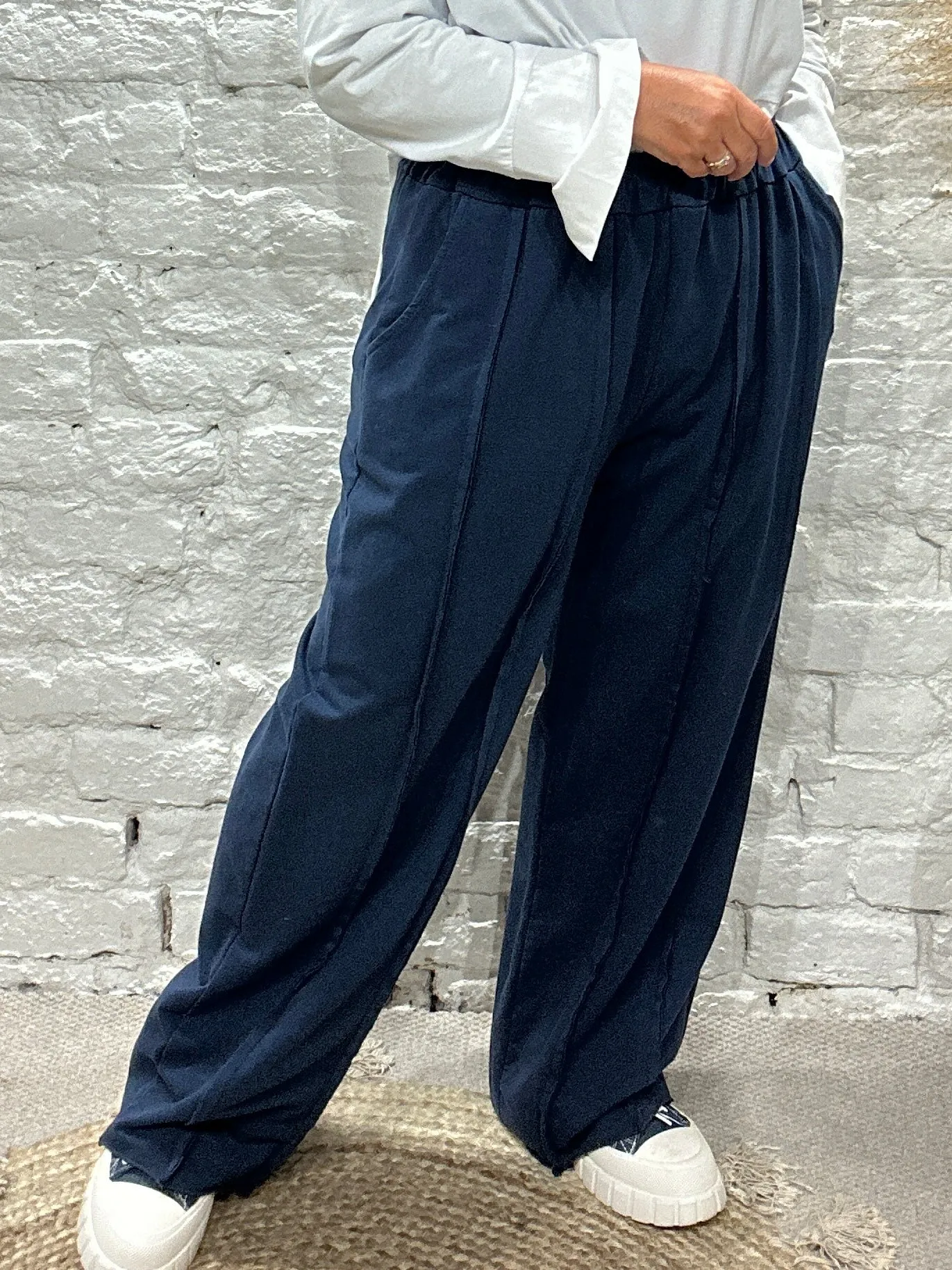 Made In Italy Seamed Double Seamed Wide leg Trouser Lounge Pant With Pockets
