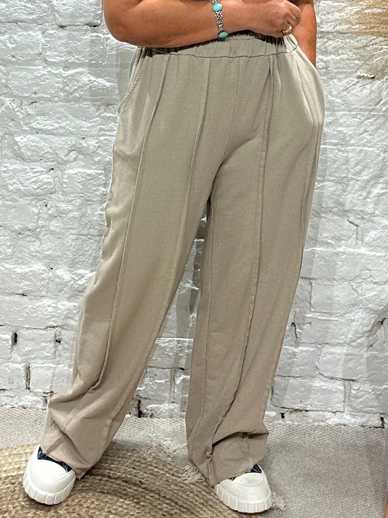 Made In Italy Seamed Double Seamed Wide leg Trouser Lounge Pant With Pockets