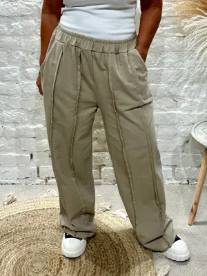 Made In Italy Seamed Double Seamed Wide leg Trouser Lounge Pant With Pockets