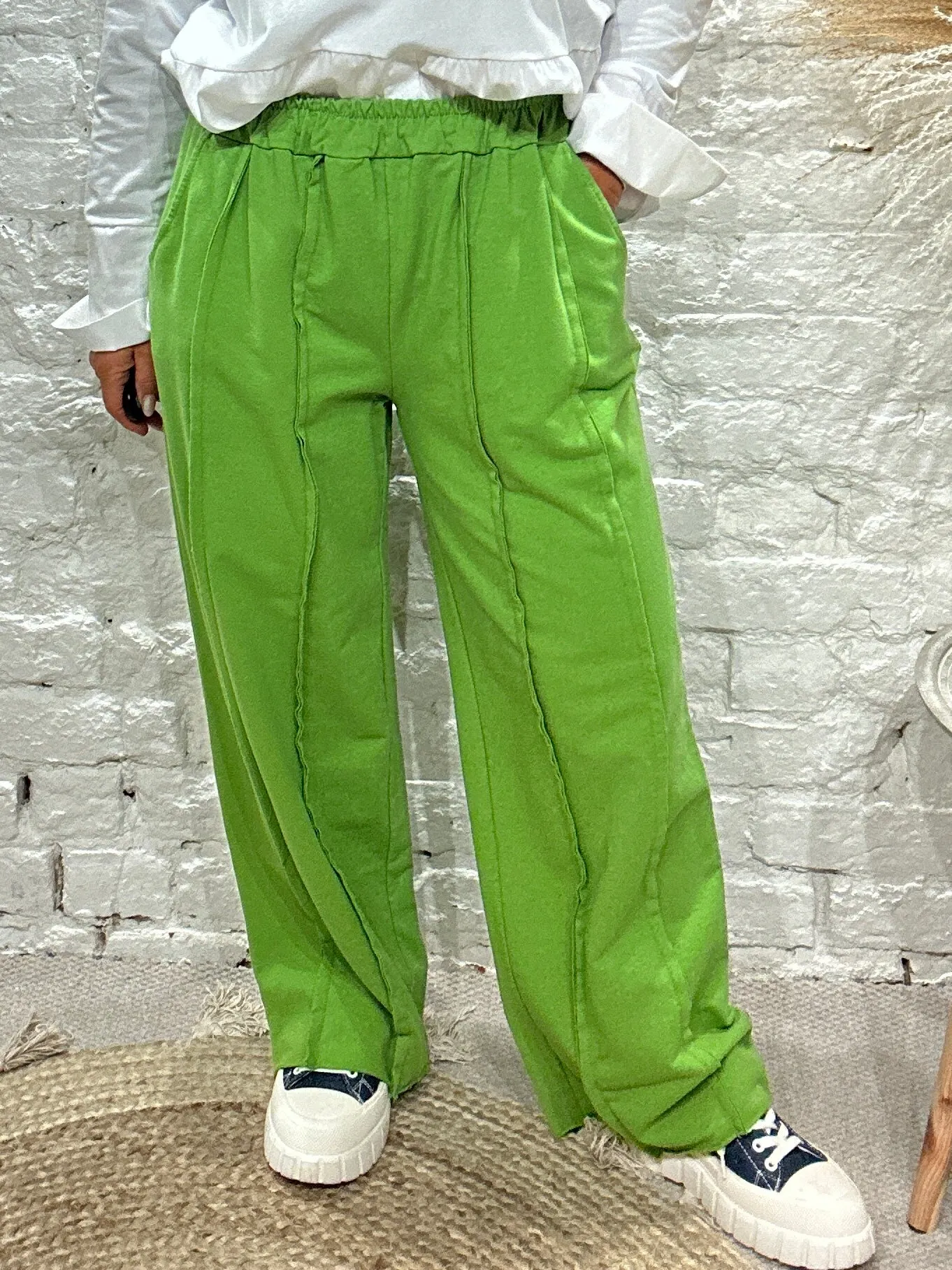 Made In Italy Seamed Double Seamed Wide leg Trouser Lounge Pant With Pockets