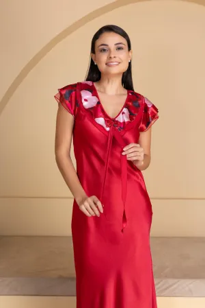 Maroon Satin Nightdress