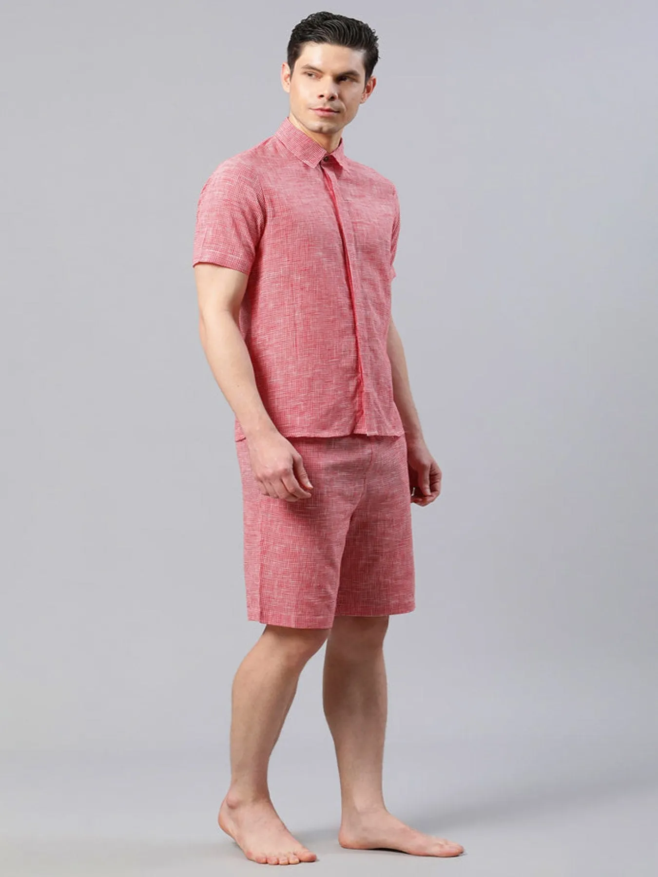 Men Solid Pink Regular Fit Loungewear