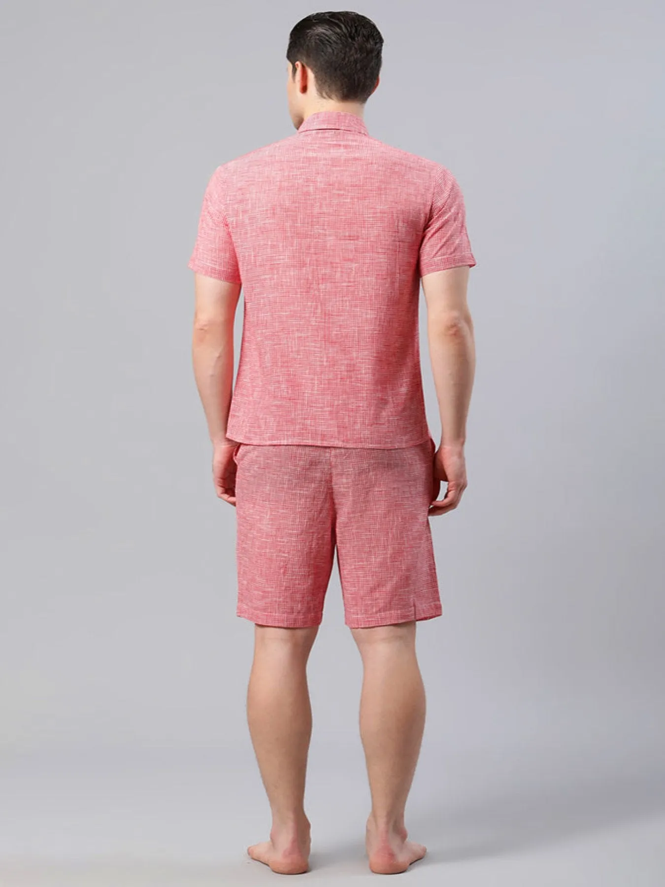 Men Solid Pink Regular Fit Loungewear
