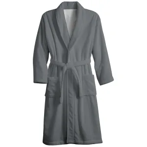 Mens Belt Grey Solid Color Fleece Lounge Robe