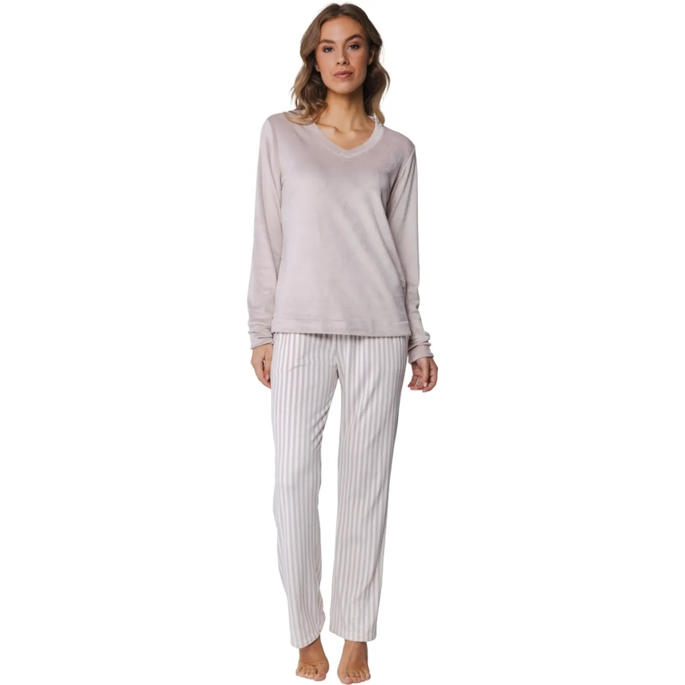 Pastunette Soft Stripes Velvet Pyjama Set