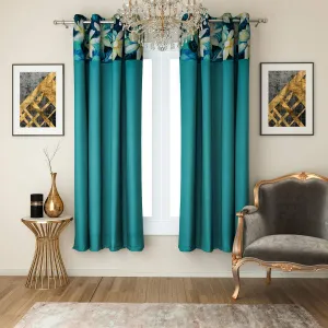 Swayam Blackout Window Curtain Set 2 for Bedroom, Guest Room - Thermal Insulator, Comes with Readymade Eyelets, Triple Layer Weave (5Ft) Noise Dampener, Machine Washable - Blue